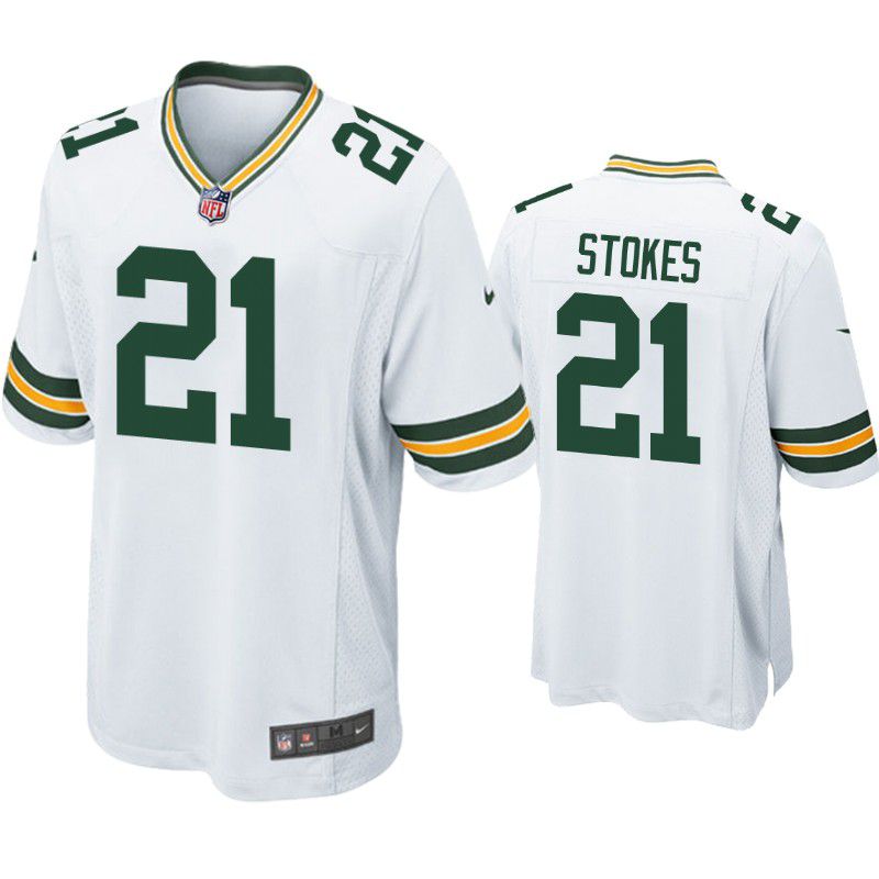 Men Green Bay Packers #21 Eric Stokes Nike White 2021 Draft First Round Pick Game NFL Jersey